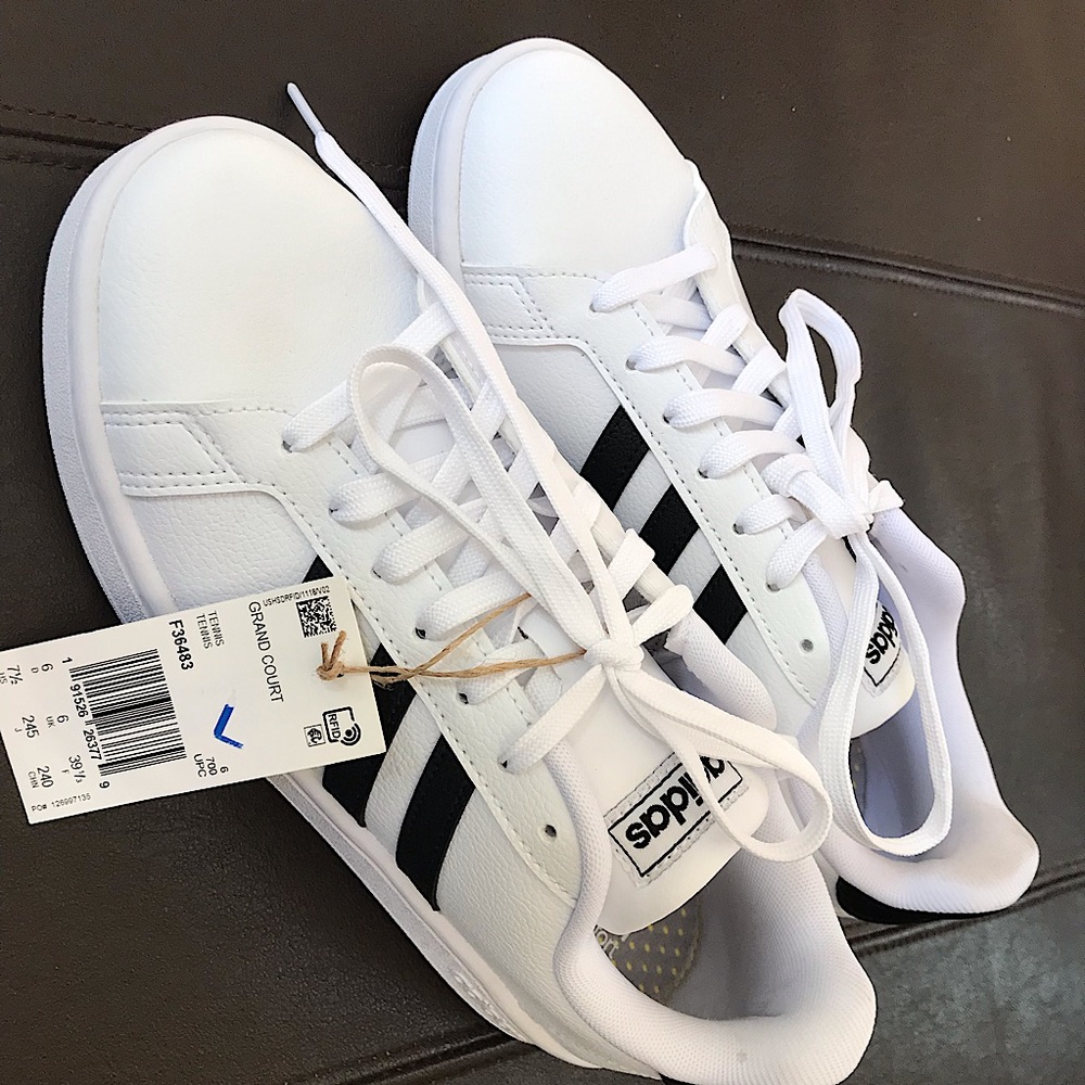 ADIDAS Leather White Grand Court Sneakers Women 7.5
